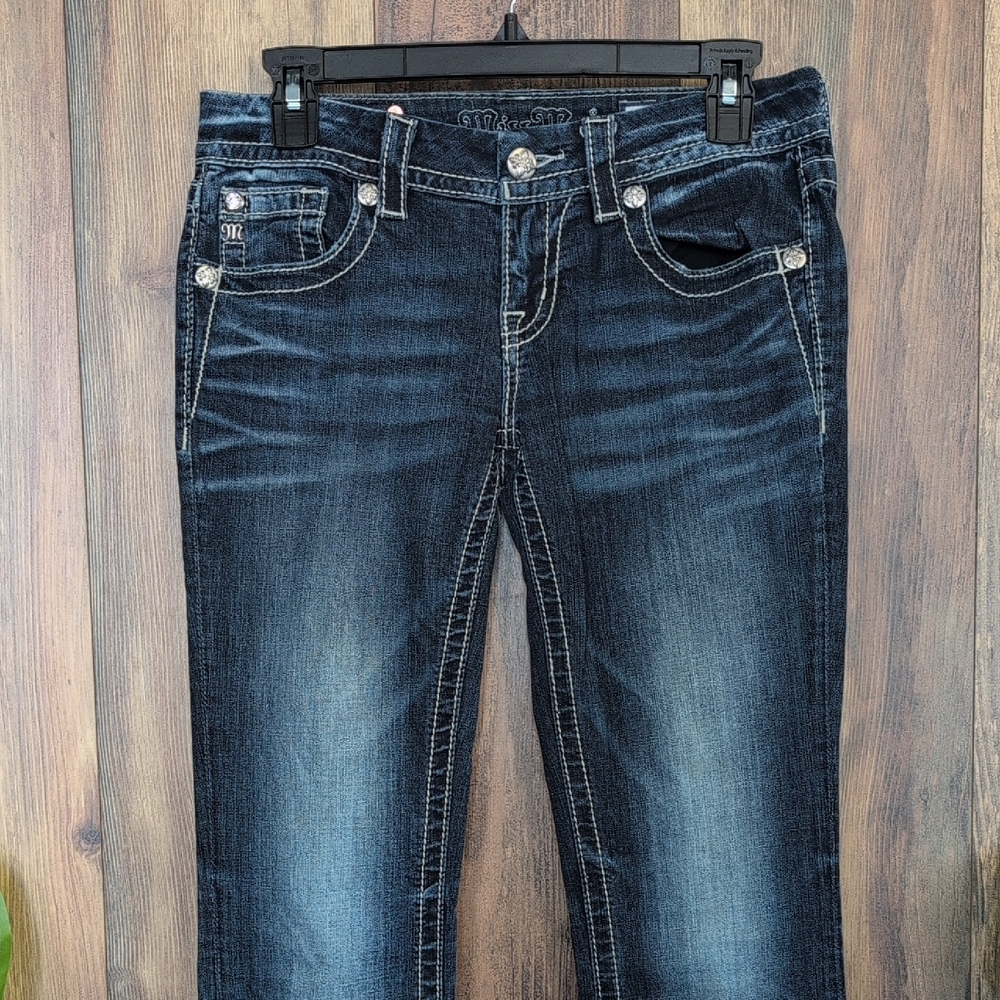 Miss Me Dark Wash Signature Mid Rise Boot Cut Jeans 26 C643 - Picture 3 of 11